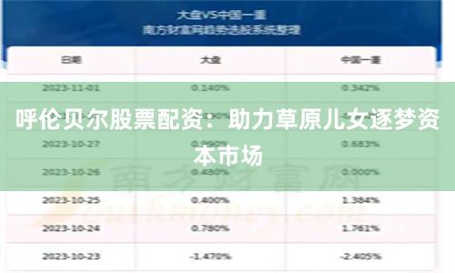 呼伦贝尔股票配资：助力草原儿女逐梦资本市场